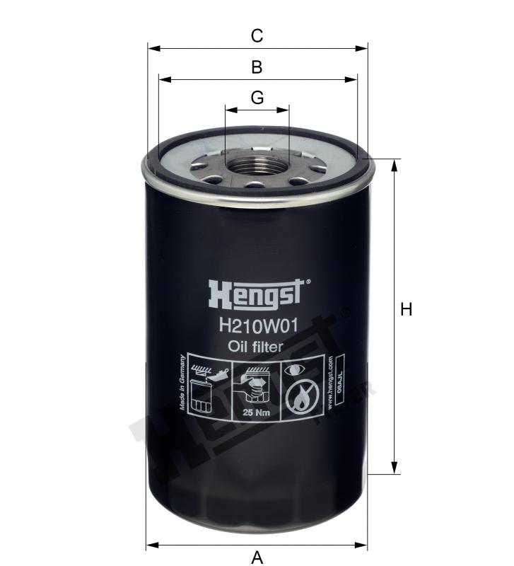 OIL FILTER - APPLICATION MAN - OE NO. 51055017161 - MAKE HENGST - MFG NO. H210W01